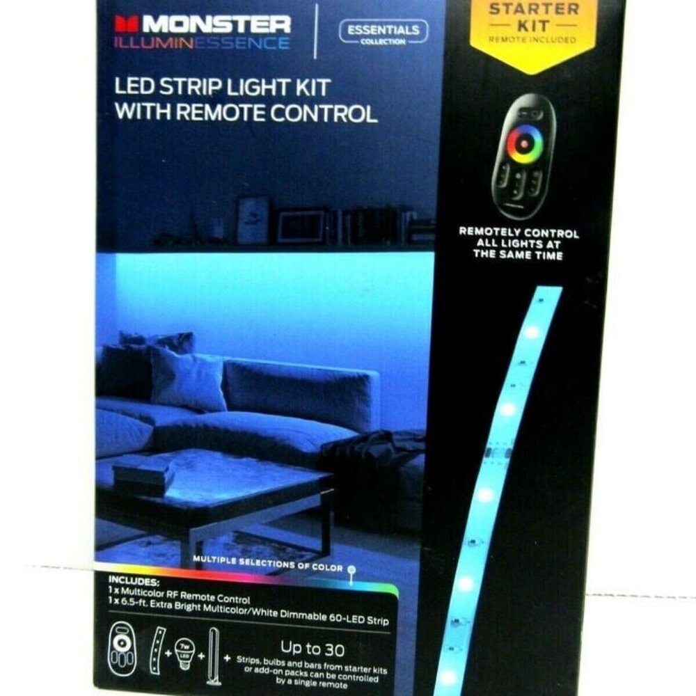 Monster Illuminessence LED Strip Light Kit w/ Remote Control Starter Kit 6.5ft